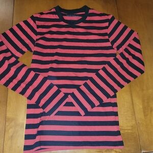 Hot Topic Red & Black Striped Long Sleeve Shirt XS – Goth Punk Emo Y2K Aesthetic